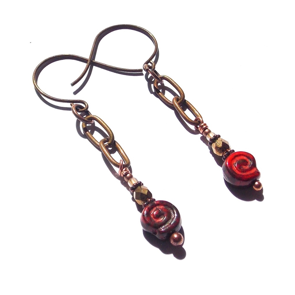 Boho Tribal Earrings Chains Crystals Beaded Gypsy